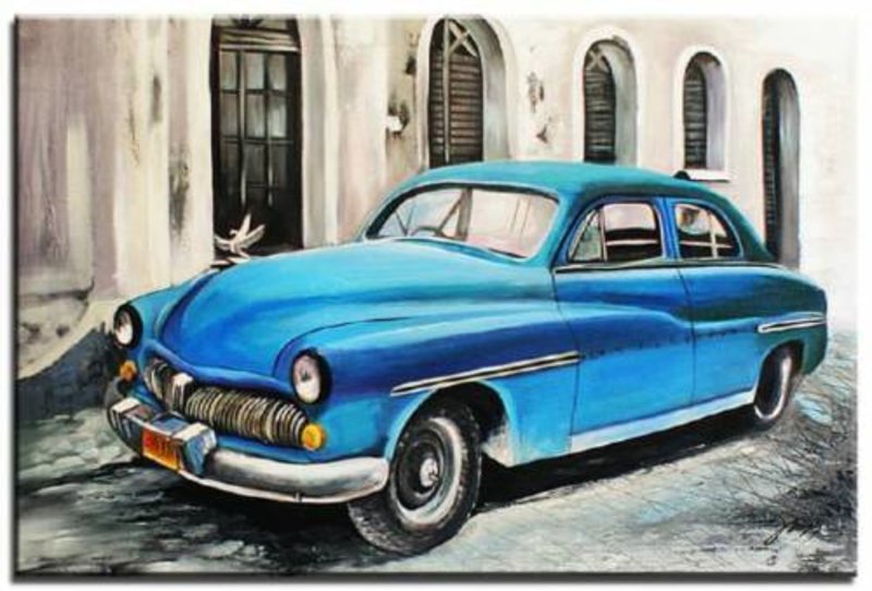 Oldtimer Auto Ölbild Bild Bilder Gemälde Ölbilder Keilrahmen 60X90CM - G15951