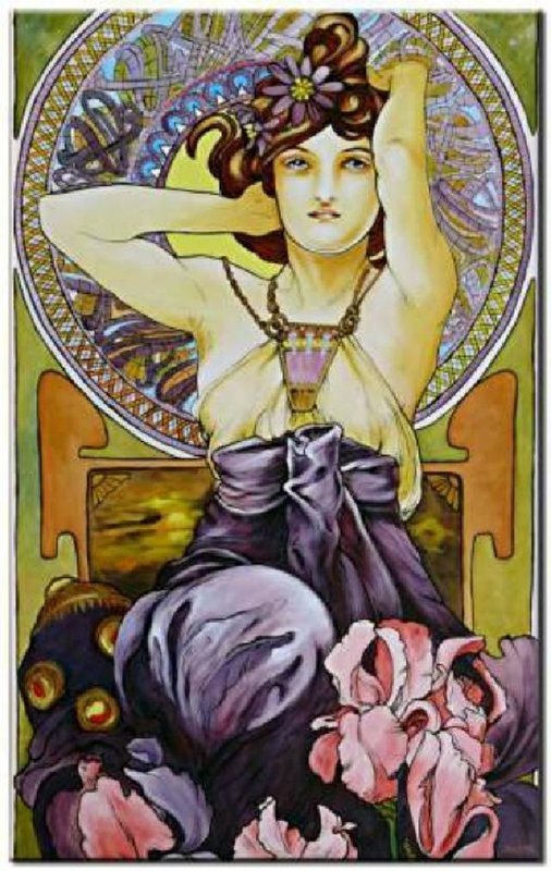 ALFONS MUCHA OLBILD 60x90cm Ölbild Ölbilder Berühmte Künstler Echte