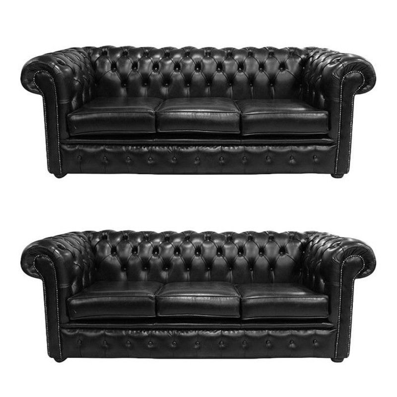 Chesterfield Design Luxus Polster Sofa Sitz Leder 3+3 100% Leder Sofort