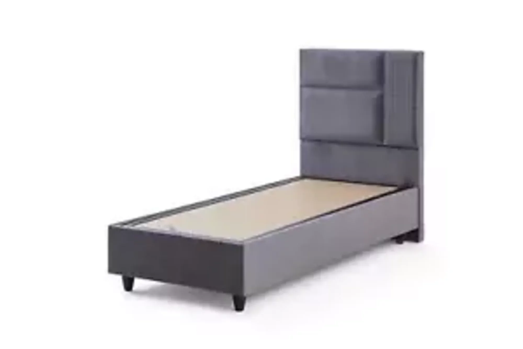 Schickes Graues Einzelbett Schlafzimmer Designer Möbel Luxuriöses Bett