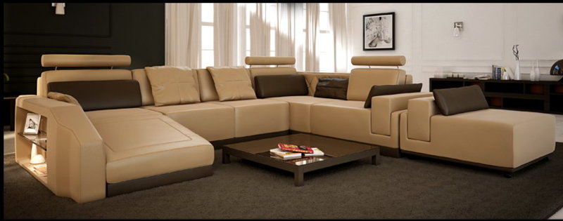 Modern Ecksofa Couch Polster Leder Design Sofa Garnitur Wohnlandschaft