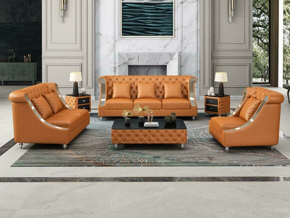 Moderne Sofa Couch 3 Sitzer Chesterfield Ledersofa Dreisitzer Couchen