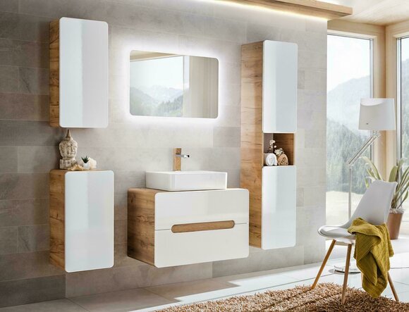 Design Badezimmer Möbel Bad 5tlg. Set Garnitur Schrank Waschbecken