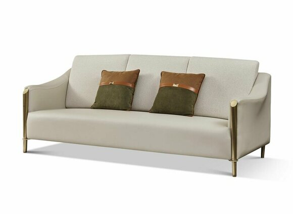 Ledersofa Textil Stoff 3 Sitzer Couch Design Sitz Polster Garnitur Dreisitzer