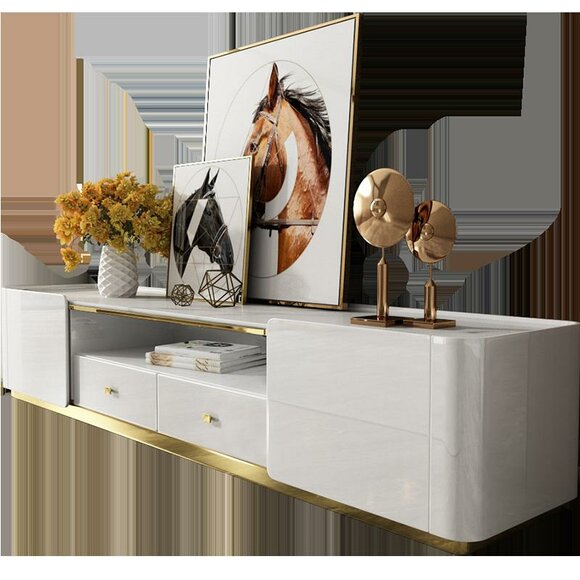 Konsolentisch Sideboard Metall Wandkonsole Anrichte Konsole Beistell Gold