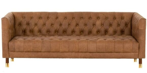 Chesterfield Sofa Dreisitzer Braun xxl big Möbel Leder Wohnzimmer Modern Neu