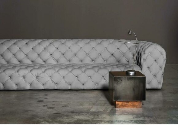 Grau Chesterfield Wohnzimmer Modern Design Couchen Sofa Möbel Stoff Big xxl Neu