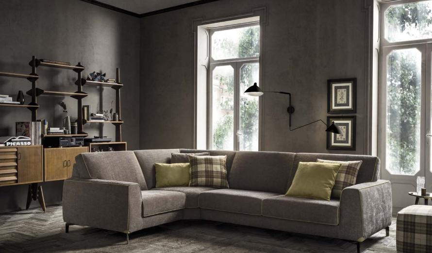 Italienische Eckcouch Sofa Couch Sofas Couchen Eck Garnitur Möbel Stoff Textil