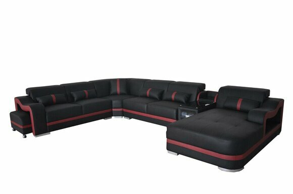 Leder Couch Polster Garnitur Sitz Design Modern Eck Sofa mit USB Wohnlandschaft