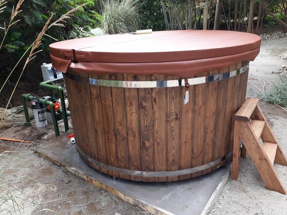 Whirlpool Badefass Externer Garten Bad Thermoholz Pool Ofen Holz Fass