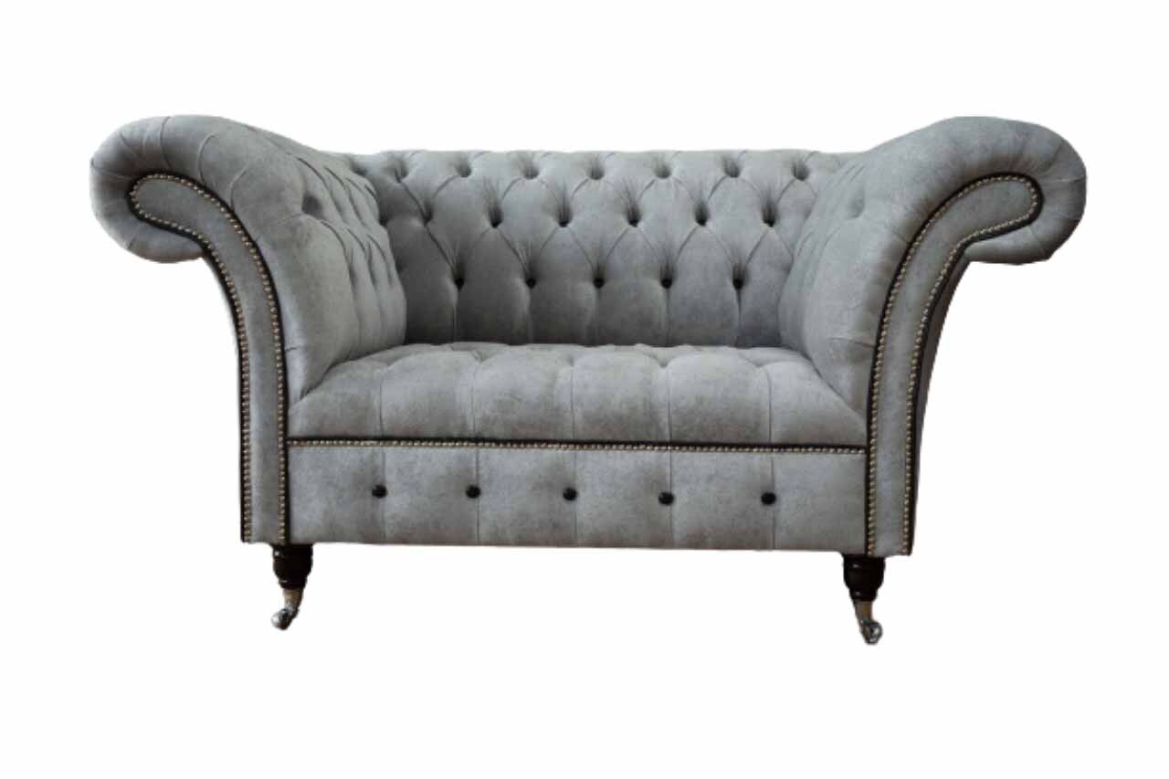 Chesterfield Sessel Stoff Wohnzimmer Design Polster Textil Design Luxus