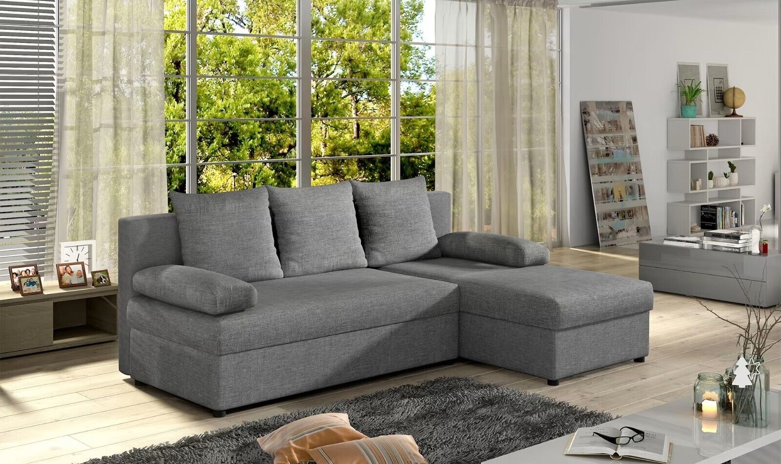 Design Sofa L-Form Couch Polster Schlafsofa Textil Bettfunktion Couchen Sofort