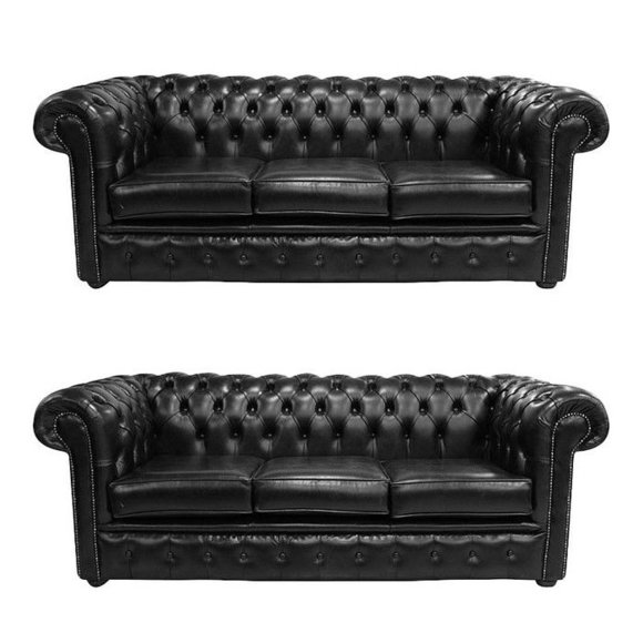 Chesterfield Design Luxus Polster Sofa Sitz Leder 3+3 100% Leder Sofort