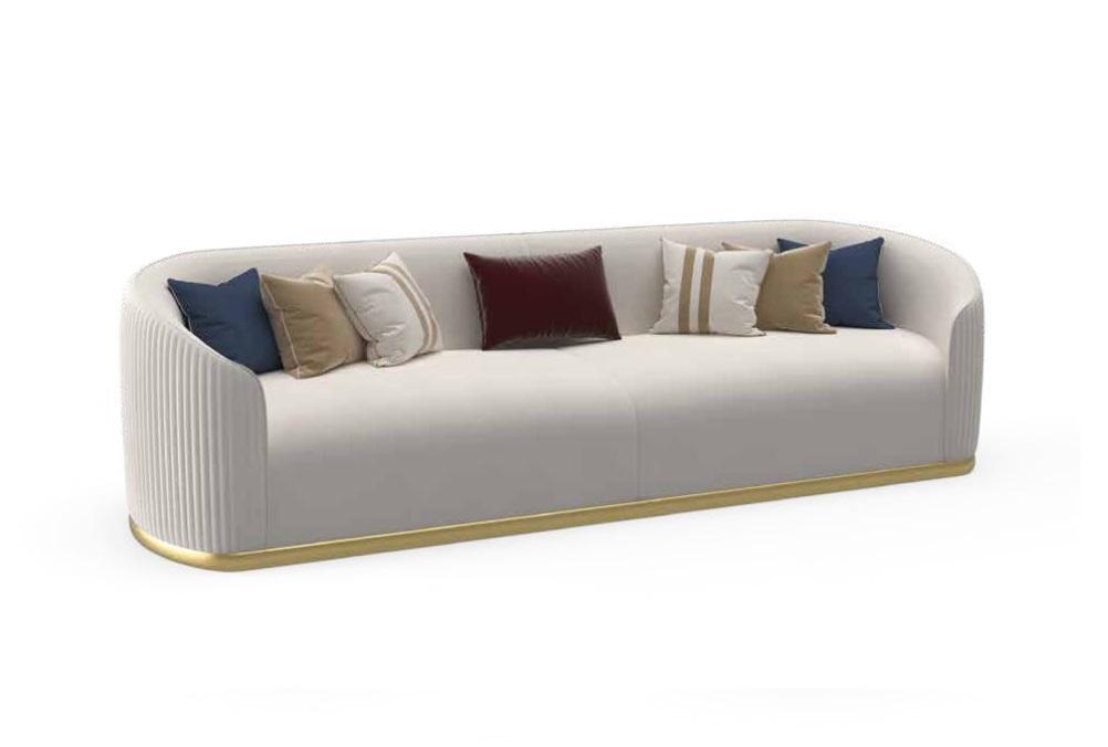 Sofa 3 Sitzer Polster Couch Modern Stil LuxusTextil weiß Sofa