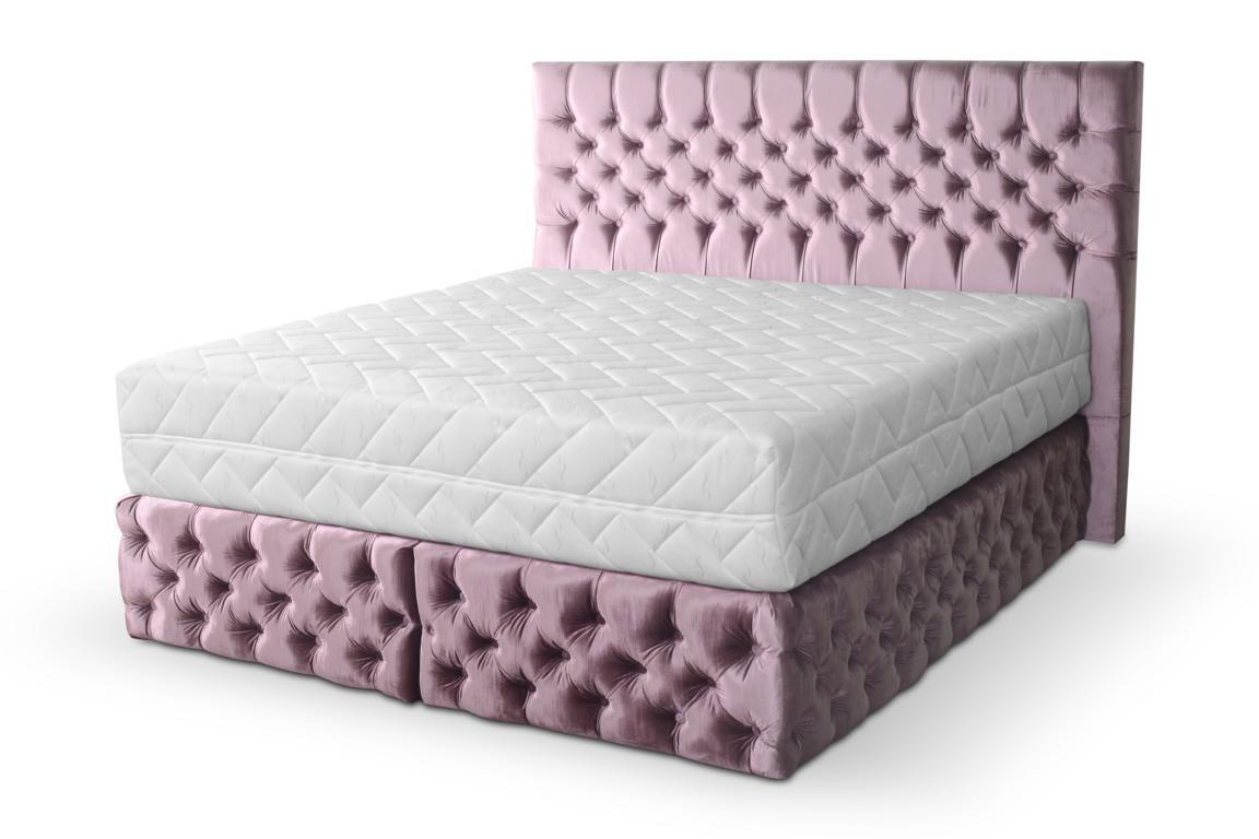 Chesterfield rosa Doppelschlafzimmer Holzmöbel Design elegante Polsterung Stoff-