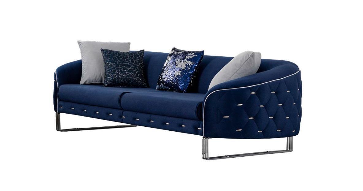 Designer Sofa 3 Sitzer Chesterfield Couch Polster Sofas Design Blau