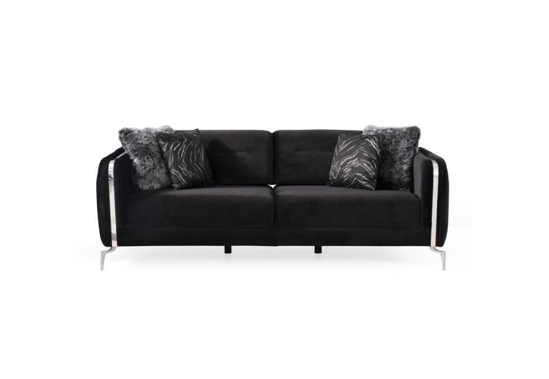 Designer Sofa 3 Sitzer big Couch Polster Sofas Design schwarz Samt Möbel