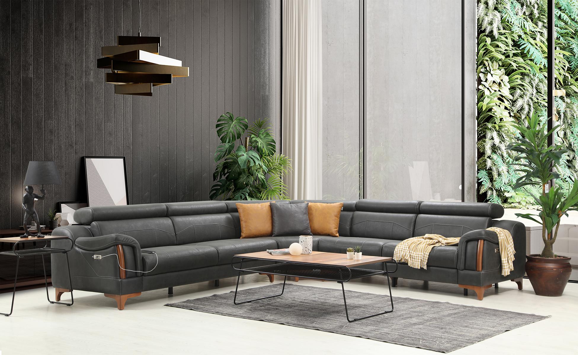 Ecksofa L-Form Modern Sofa Wohnzimmer Couch Polster Kunstleder Stoff Möbel