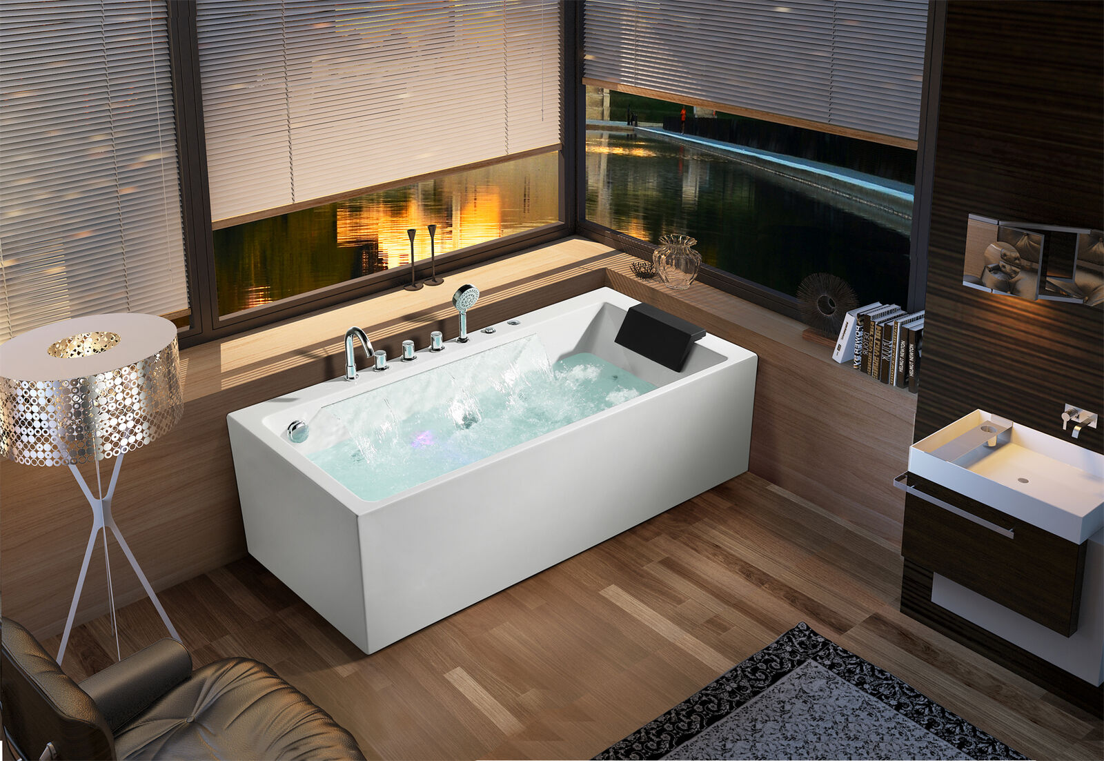 Whirlpool Badewanne Spa Wannen LED-Beleuchtung Massagedüsen Sprudel