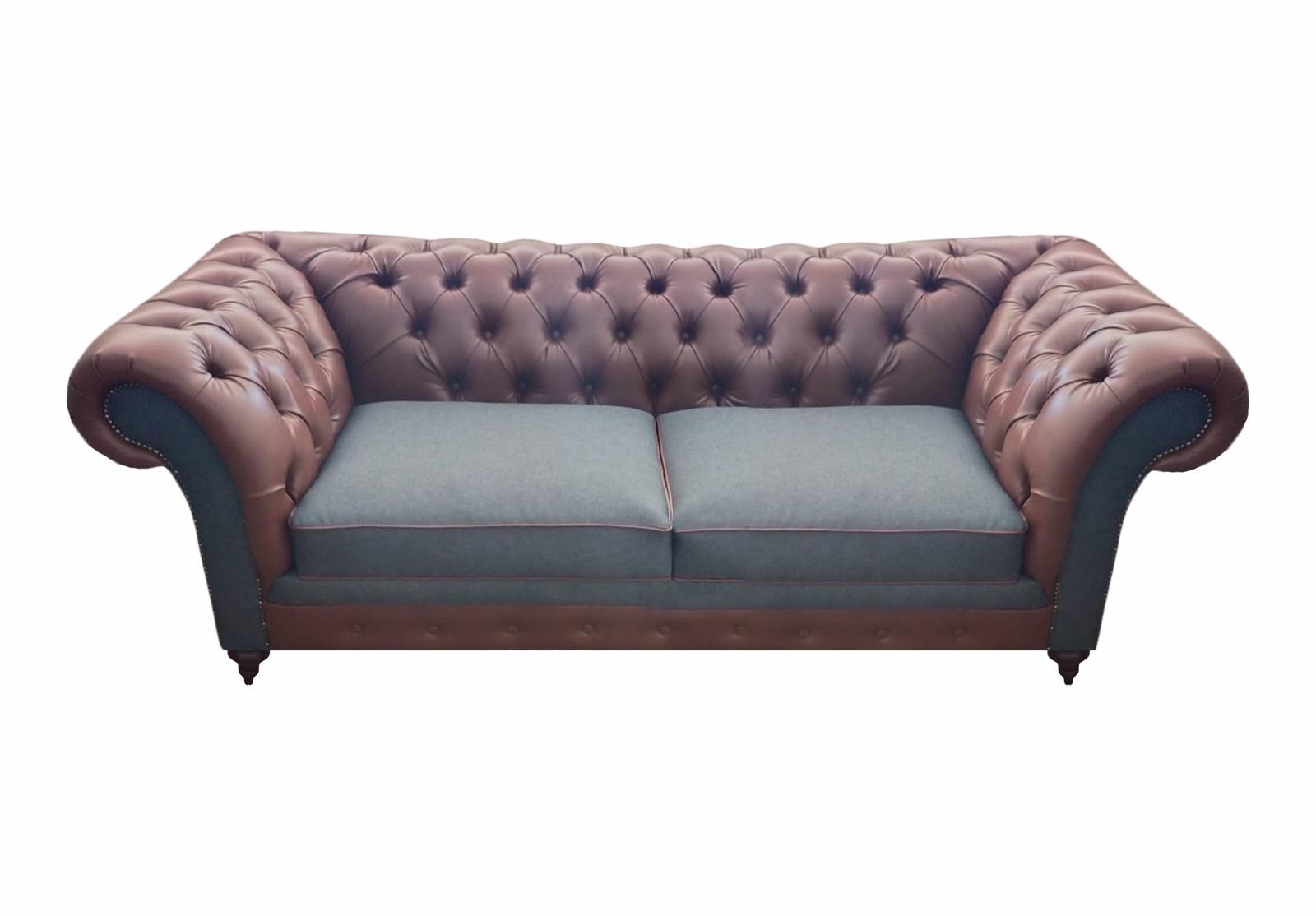 Neu Luxus Sofa Couch Zweisitzer Braun Leder Wohnzimmer Chesterfield