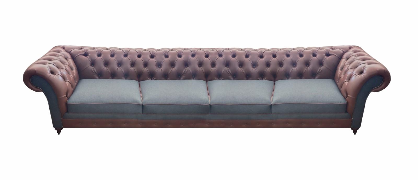 Chesterfield Braun Sofa Couch Viersitzer Leder Einrichtung Sitzmöbel Wohnzimmer