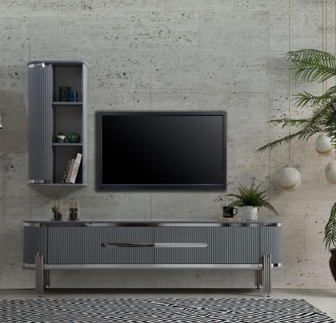 TV Ständer RTV Lowboard Regale Sideboard Tisch Modern Grau Sofort