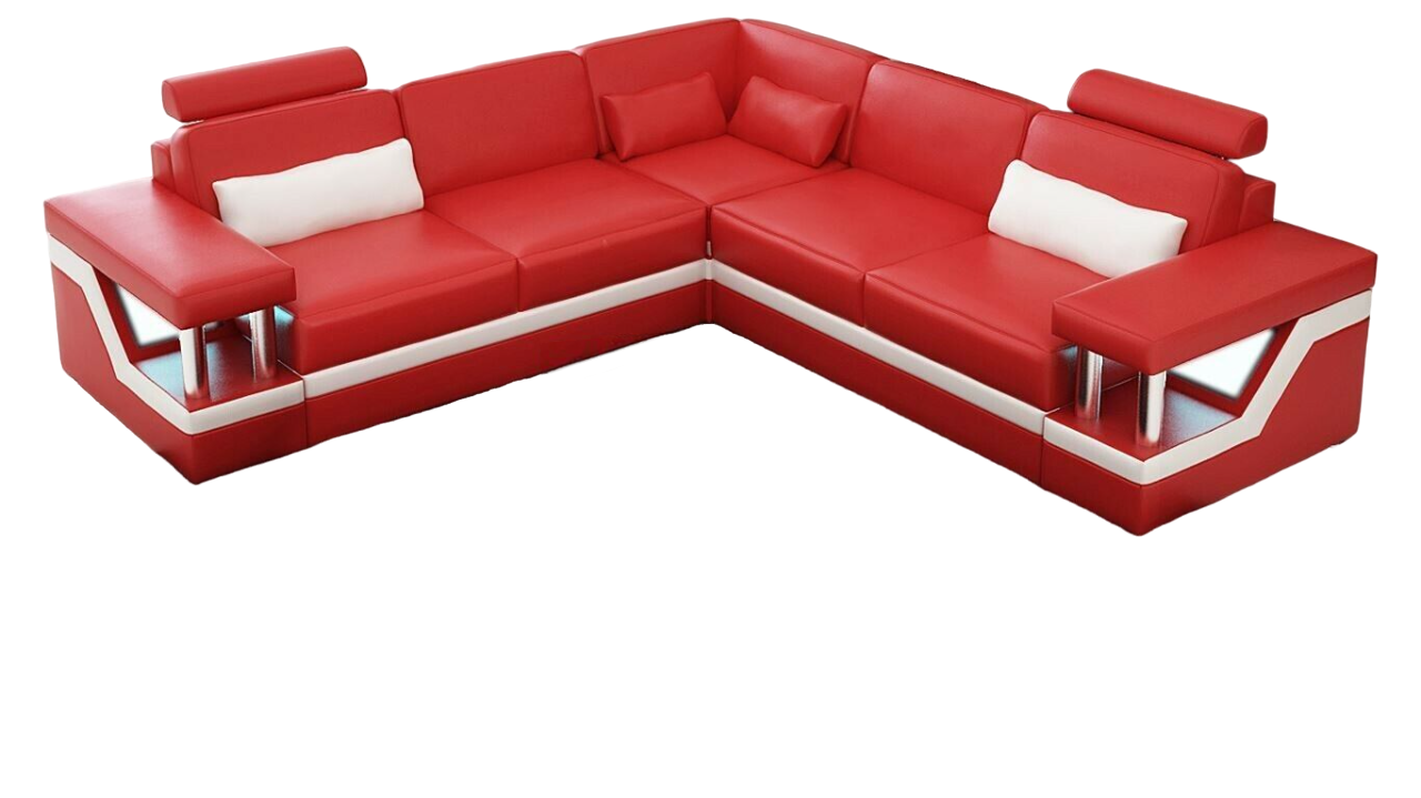 Ecksofa Leder Wohnlandschaft Garnitur Design Modern Sofa L-Form Rot Möbel Sofort