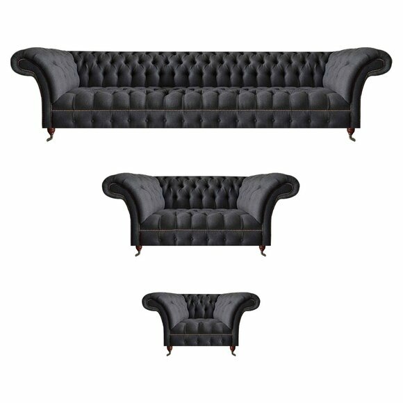 Schwarze Chesterfield Textilgarnitur Polstersitzmöbel Couchgarnituren