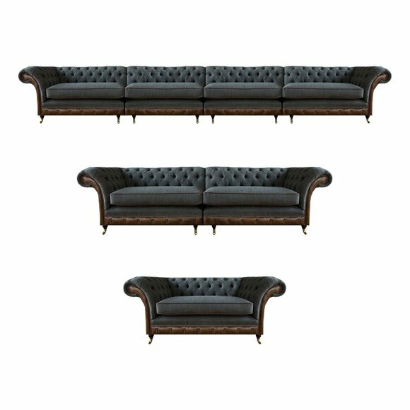 Designer Chesterfield Couchgarnitur Moderne Textilsofas Sitzmöbel 3 tlg