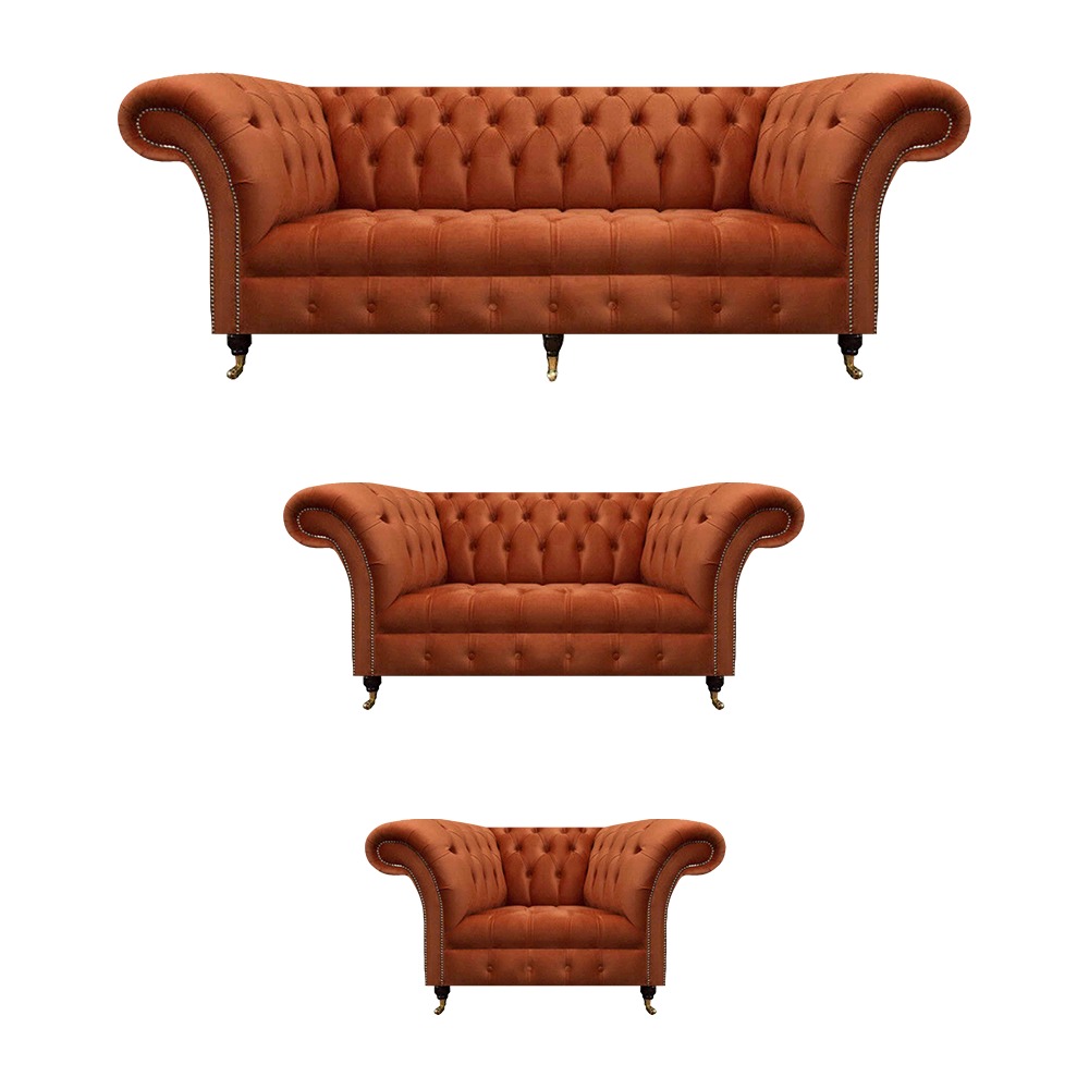 Braune Chesterfield Sitzmöbel Wohnzimmer Designer Couchen 3tlg Garnitur