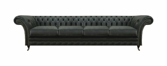 Wohnzimmer Chesterfield Schwarz Sofa Viersitzer Modern Einrichtung Neu