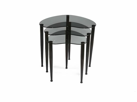 Elegantes Schwarzes Couchtisch Set Moderne Wohnzimmer Hartglas Tische