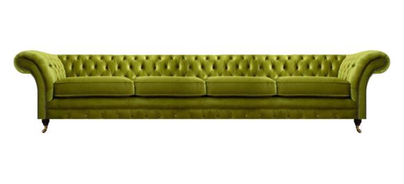 Olivengrüne Chesterfield Möbel Designer 4-Sitzer Couch Textil Sitzmöbel