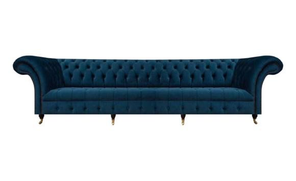 Chesterfield Textilsofa Designer Wohnzimmer Couchen Blauer Viersitzer