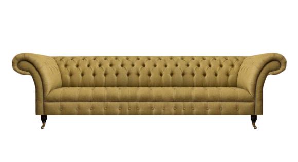 Dunkelgelbe Chesterfield Couch Designer Viersitzer Edle Polstercouchen