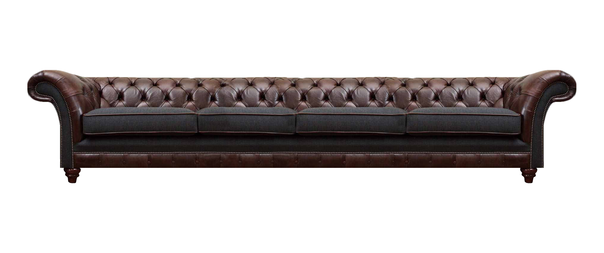 Braune Chesterfield Ledercouch Designer Viersitzer Wohnzimmer Edle Sofas