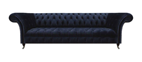 Dunkelblaue Chesterfield Polstermöbel Viersitzer Couch Designer Möbel