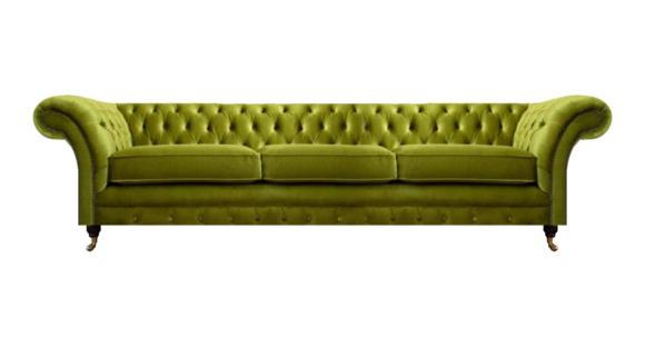 Chesterfield Olivengrüne Polstercouch Bettfunktion Couch Wohnzimmer Möbel