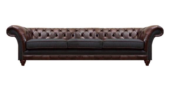 Braun-Grauer Chesterfield Dreisitzer Wohnzimmer Polstersofas Luxus Couch