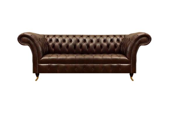 Exklusive Chesterfield Braune Ledercouch Moderner Dreisitzer Sitzmöbel