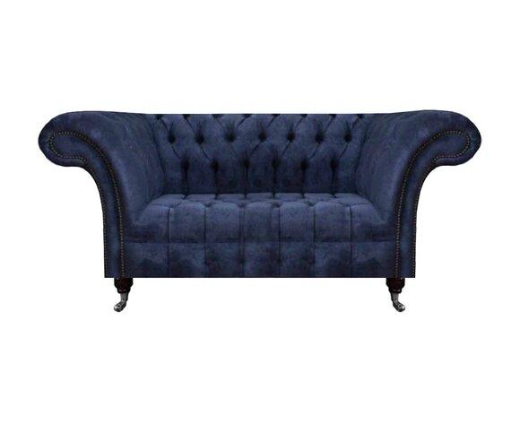 Chesterfield Blaue Polstercouch Wohnzimmer 2-Sitzer Luxus Edle Sitzmöbel