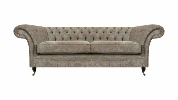 Designer Hellgrauer Chesterfield Zweisitzer Wohnzimmer Luxus Couchen