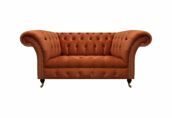 Chesterfield Brauner Zweisitzer Designer Couchen Wohnzimmer Edle Sofas