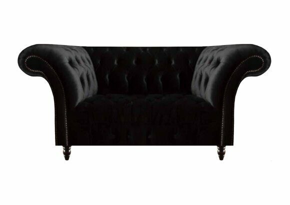 Schwarzes Chesterfield Luxus Sofa Wohnzimmer Zweisitzer Designer Möbel