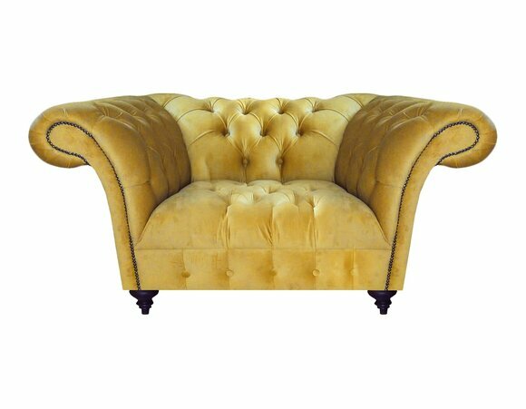 Gelber Luxus Chesterfield Einsitzer Moderner Polstersessel Lehnsessel