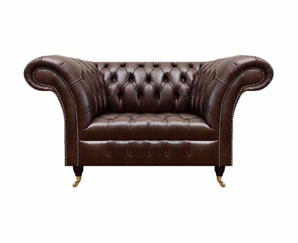 Dunkelbrauner Chesterfield Sessel Wohnzimmer Leder Einsitzer Edle Möbel