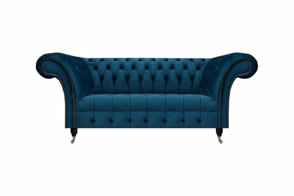 Dunkelblaue Chesterfield Polstercouch Designer Wohnzimmer Textil Sofa