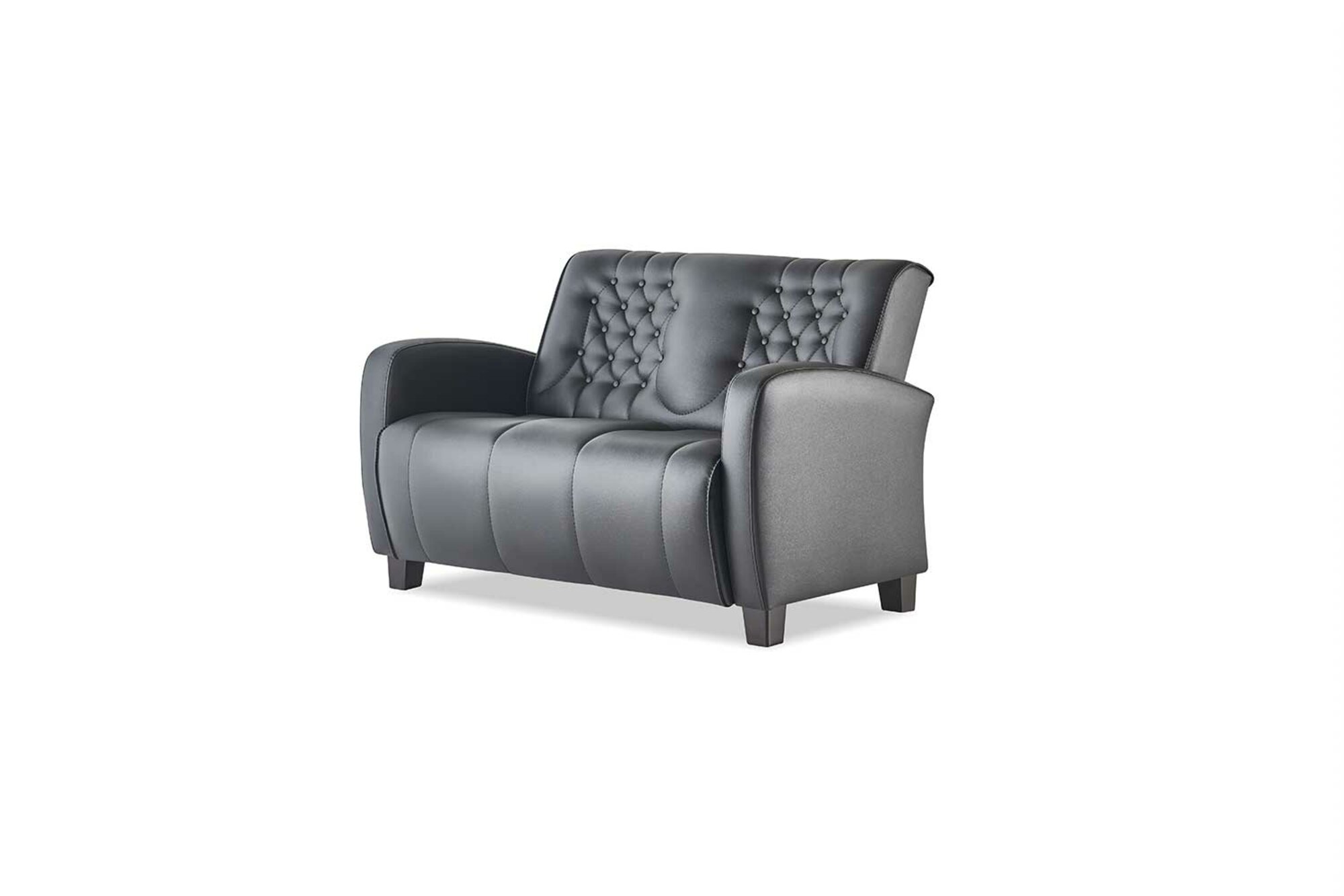 Ledesofa Chesterfield Couch 2-Sitzer Sofa Modern Zweisitzig Leder Holz