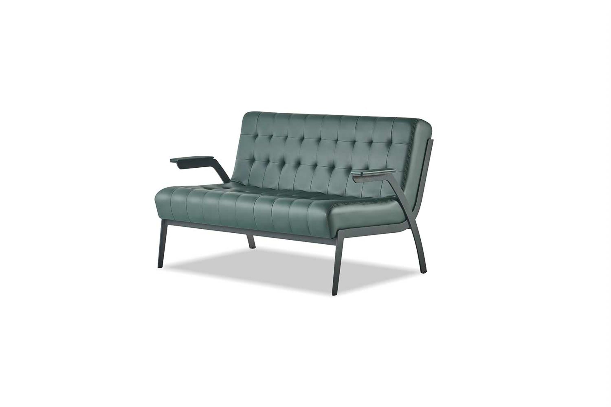 Chesterfield Grün Sofa 2-Sitzer Ledersofa Modern Couch Leder Edelstahl