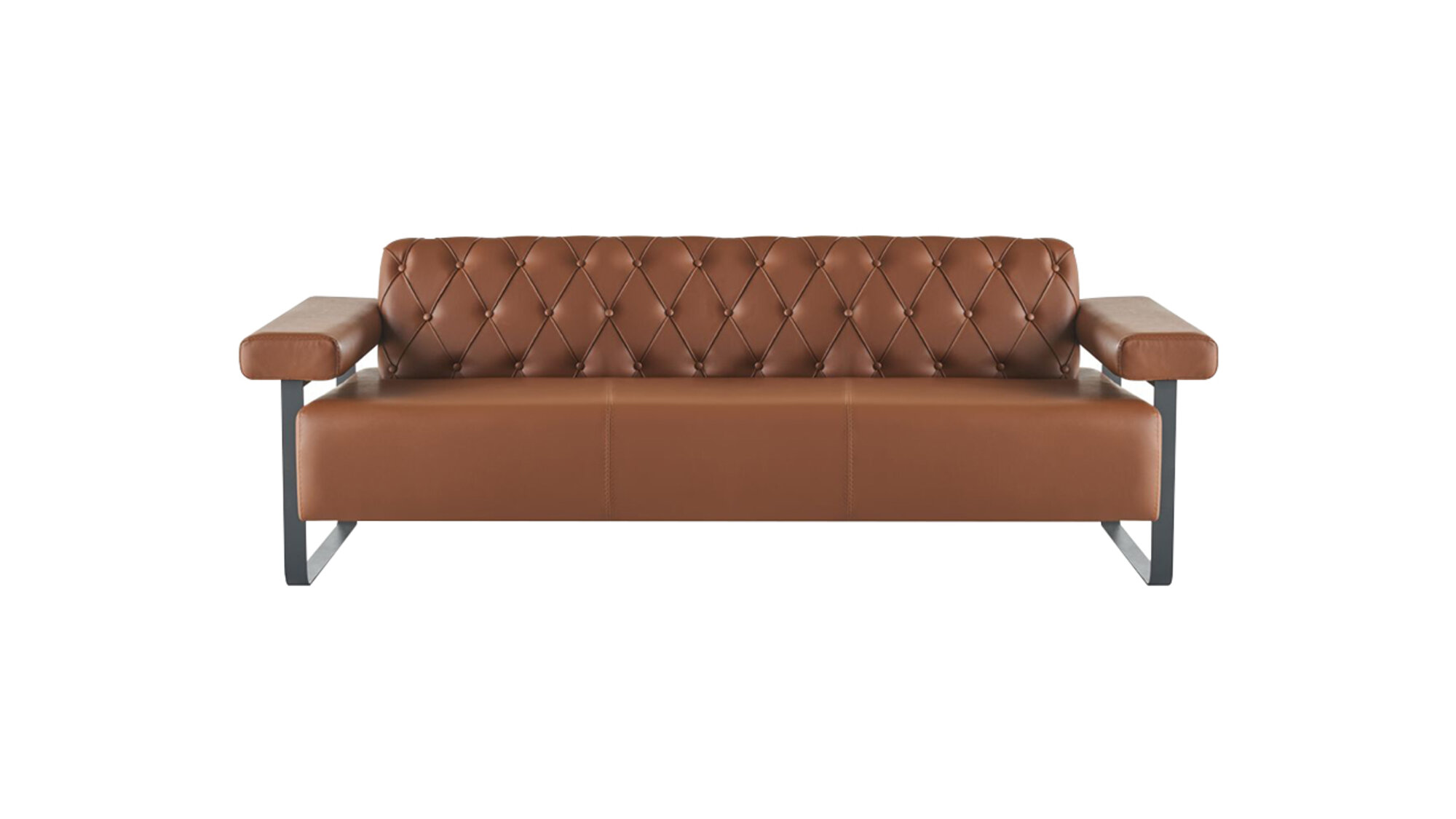 Sofa Braun 3-Sitzer Ledersofa Modern Chesterfield Armlehnen Edelstahl